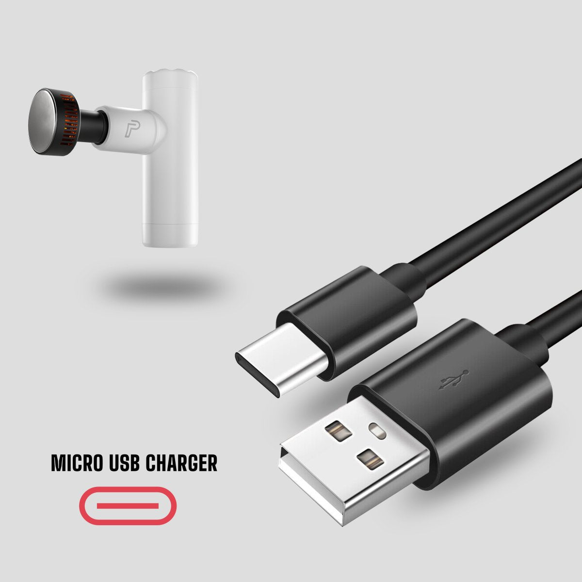 Mini Massage Gun: Type-C Cable & Plug - Pulseroll